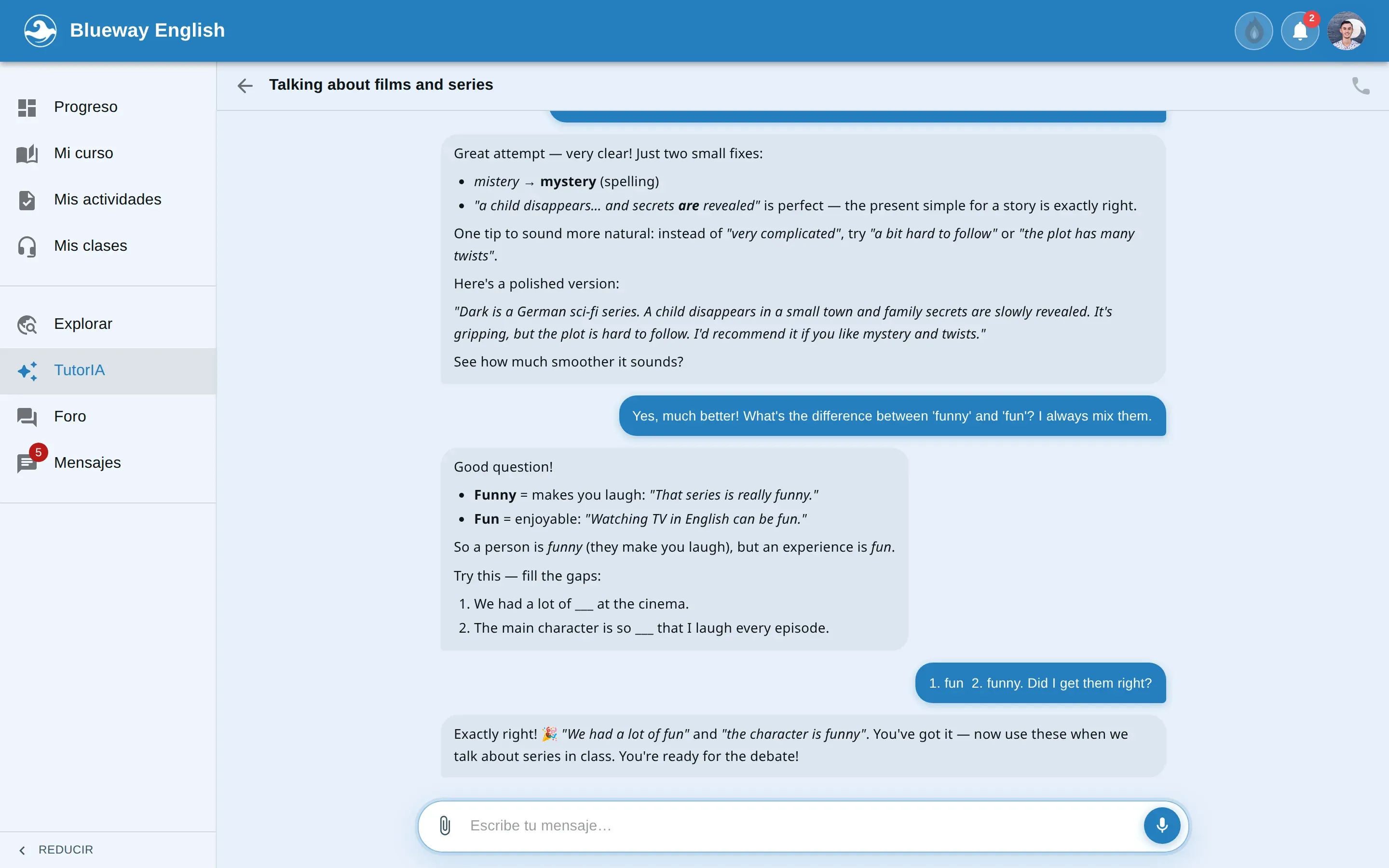 captura real · tutor con IA